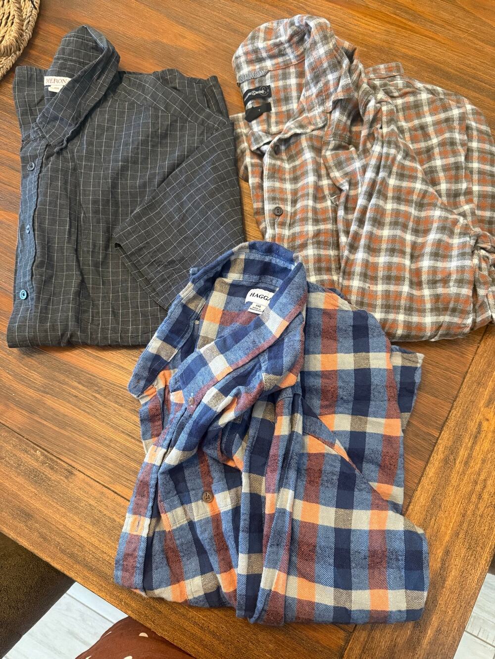 Men’s XXL Shirt Bundle Haggar Merona Treasure & Bond Plaid Button Front Lot 3